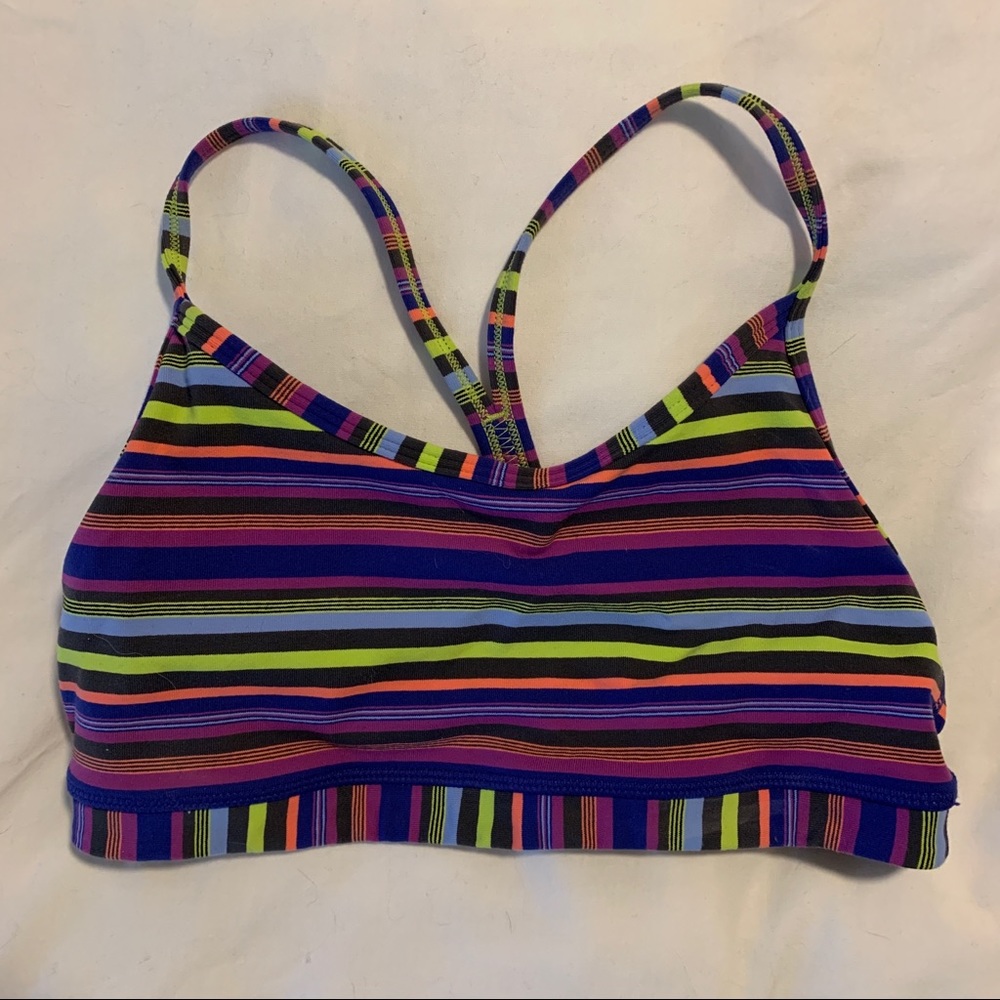 lululemon flow y bra - multi stripe - size 4